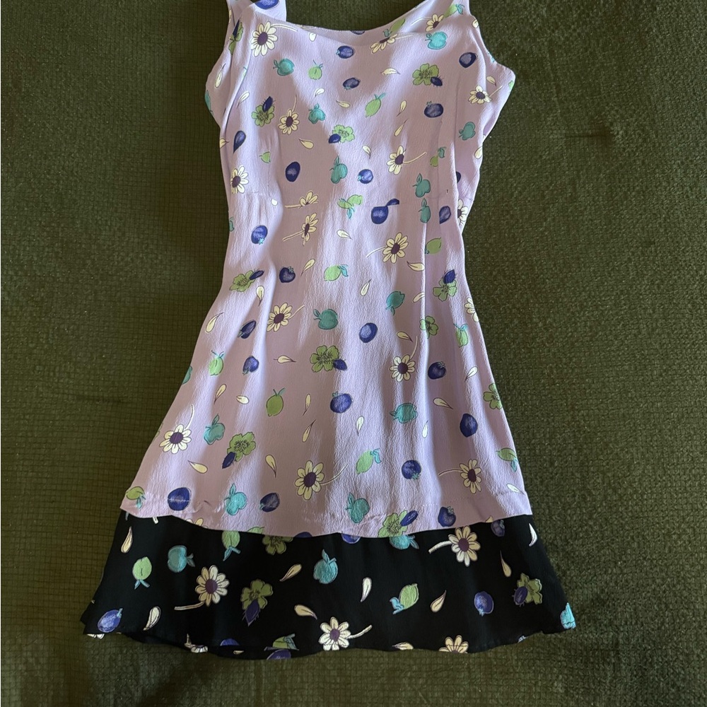 Floral Sleeveless Dress with Black Hem Vintage